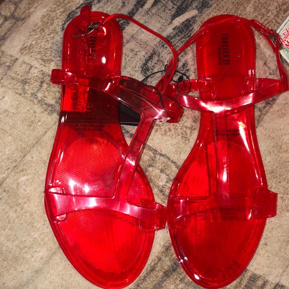 red jelly sandals womens